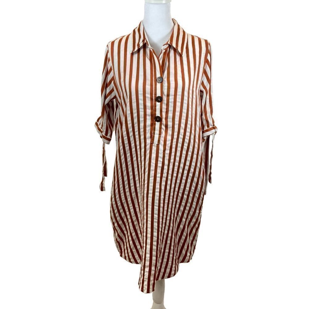 New With Tags J Gee Brand Striped Button Down Shirt Dress Size Small